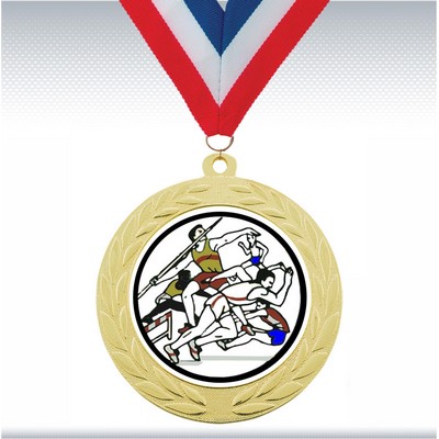 2 3/4" Bright Gold Track & Field Insert Medal